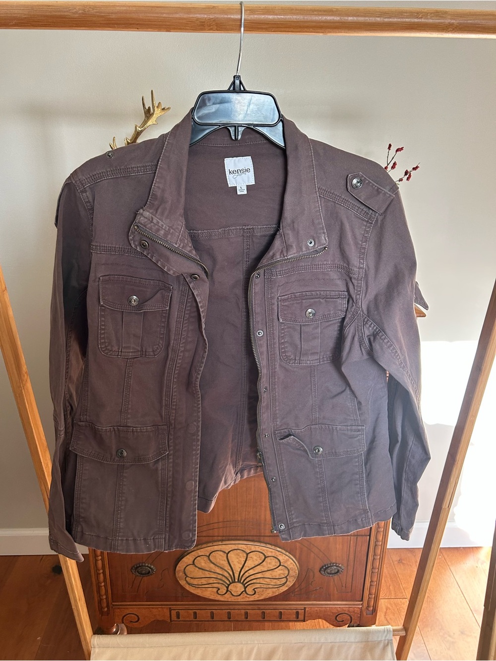 Kensie Gray Utility Jean Jacket